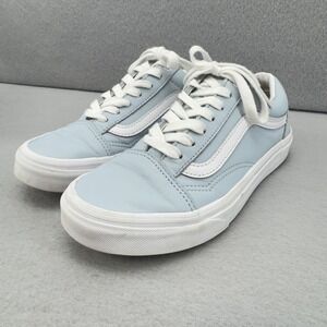 Vans Old Skool Leather Low Top Sneakers Shoes Blue Women's US 6